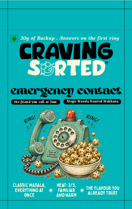 Emergency Contact Magic Masala Roasted Makhana - Front Packaging