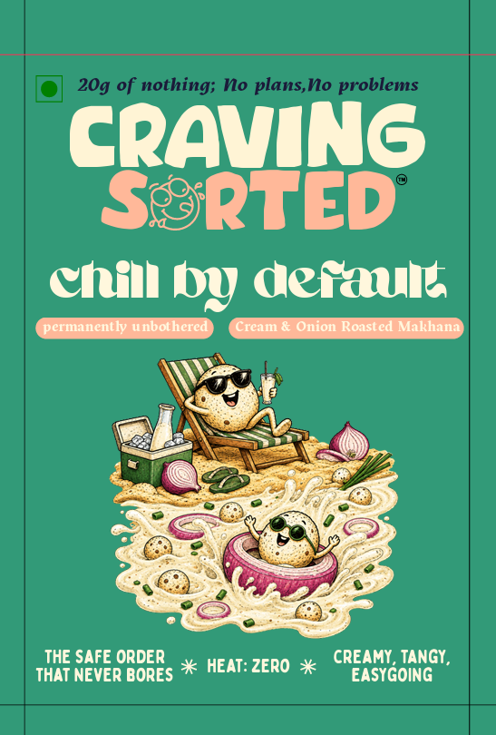 Chill By Default Cream & Onion Roasted Makhana - Front Packaging