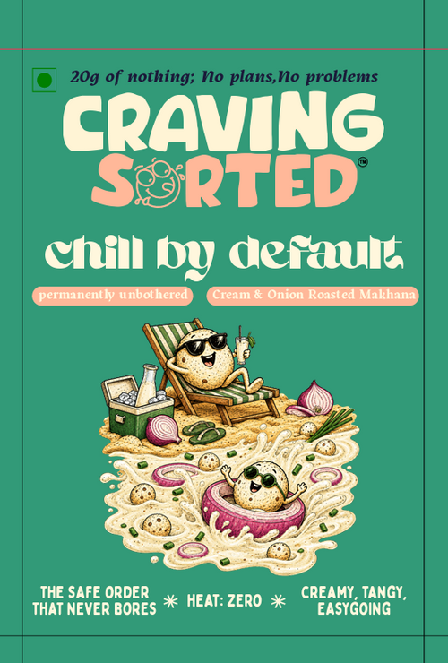 Chill By Default Cream & Onion Roasted Makhana - Front Packaging